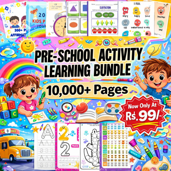 Kids Learning Ultimate Bundle – 10,000+ Printable Worksheets for Ages 3–10 (Digital Download)
