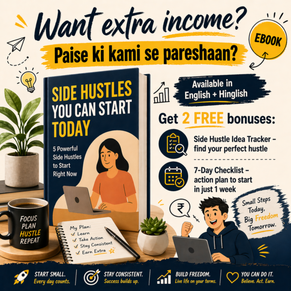 🚀 Side Hustles You Can Start Today (English + Hinglish) – Earn Extra Income Without Quitting Your Job
