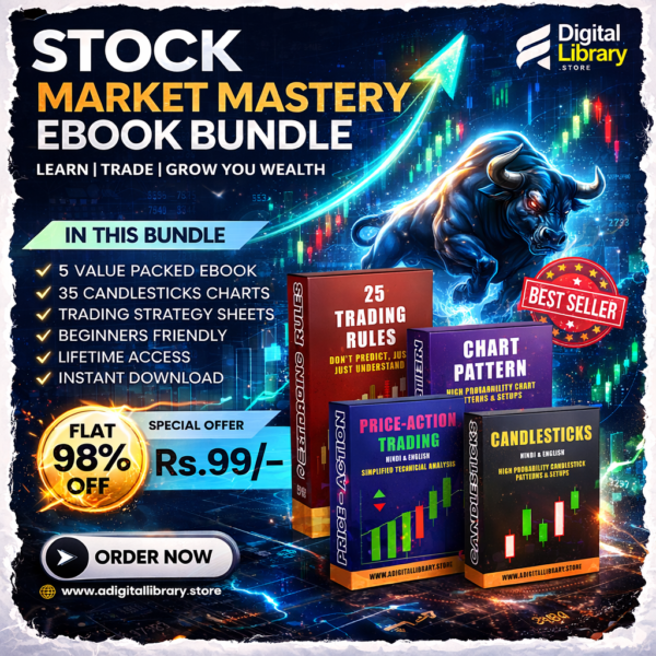 Complete Stock Market Trading Bundle (5 eBooks + 13 Sheets + 35 Candlestick Pattern Posters) | Beginner to Advanced Trading Course [Hindi & English]